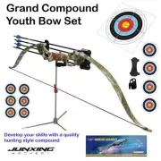 Kids Archery CAMO Hunting Bow Youth Compound Bow Set 20 lb 4 or 8 Arrows F119