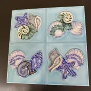 Ceramic Trivet Tile, Blue Sea Life, New, 6” X 6”. Price Reduced !!!!!