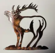Standing Elk - Metal Wall Art - Copper 17" x 17"