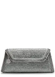 Stella Mccartney Falabella Embellished Faux Suede Clutch - Silver ONE SIZE