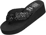[GLSTOY] Comfy Large Size Sandals for Women Platform Heels Sequins Women's Thong Flops Arch Support Non-slip