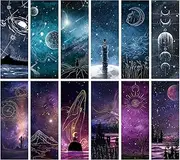 12 PCS Cool Space Starry Night Bookmark, Bookmarks for Book Lovers, Bulk Bookmarks for Men, Unique Book Mark for Boys, Girls, Students, Classroom Gifts, School Prize, Reading Present
