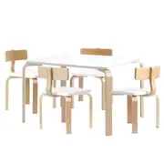 1 Keezi Kids Table and 4 Chairs Set Natural White