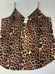 Express NWT Leopard Print V-neck Camisole Top Lined Blouse Animal Women's M Tank