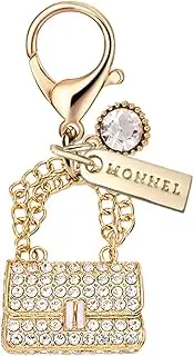 [Monnel] MC560 Crystal Big 3D Lady Handbag Lobster Clasp Charm for Women with Velvet Bag (Gold,1 Piece)