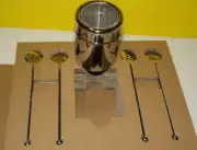 New Santa Barbara Hot Cocoa Stainleass Steel Shaker Stir Sticks Set Book Box
