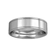 9ct White Gold Jewelco London 6mm Flat-Court Track Edge Wedding Band Ring