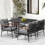 Livsip Outdoor Dining Set 5pcs Outdoor Table and Rattan Chairs Outdoor Furniture