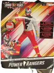 ⚡️Power Rangers Dino Fury Muscle Red Ranger Kids Halloween Costume (Small 4-6)