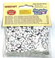 White/Black Alphabet/Letter Beads 4x7mm + Spacer Beads + Elastic Cord 300pcs/Pk.