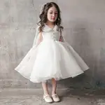 妙妙屋~~台灣現貨 花童禮服 寶寶周歲小禮服 兒童白色婚紗裙 生日宴會晚禮服 畢業白色禮服