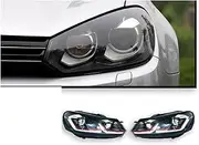 Car Lights Compatible For VW Golf 6 Headlamp Mk6 2009-2012 LED Projetor Head Lamp Daytime Running Light Automotive Accessories(Red)