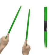 5A Maple Wood Drumsticks, Non-Slip Grip, Classic Green Drum Stick for Kids Ad...