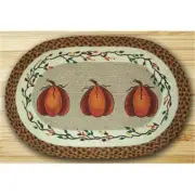 Earth Rugs 65-222HP Oval Patch Rug- Harvest Pumpkin