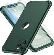 ORETECH Designed for iPhone 11 Pro Case with 2 x Tempered Glass Screen Protector 360 Full Body Shockproof Protection Cover Ultra Thin Hard PC Soft Silicone Case for iPhone 11 Pro 5.8'' - Alpine Green