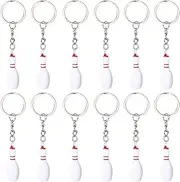 SOFPLATE 16 Bowling Key Fob Sports Key Ring Party Favours Silver Metal Alloy Resin Guest Gift Carnival Reward Filler Souvenir Decorations Charm Key Ring for Bowling Kug
