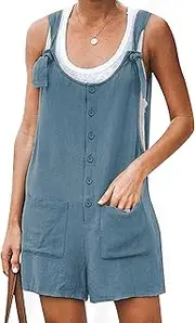 [Yeokou] Women's Casual Summer Cotton Linen Rompers Overalls Jumpsuit Shorts