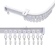 MaKefeile Ceiling Curtains Track Aluminum Flexible Bendable Tracks Rod Room Divider Privacy Partition Separator RV Outdoor Curtain Rail Hook Set, White 3-9ft