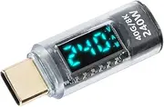 USB C Adapter, 240W USB C Male to USB C Female Extension Adapter with Digital Display, 8k 60Hz 40Gbps Power Meter Tester Transparent