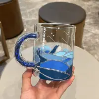 在飛比找蝦皮商城精選優惠-★ins星巴克杯子 星巴克韓國藍色海洋鯨魚玻璃杯大容量透明帶