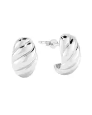 Gabi Rielle Silver Lovestruck Collection CZ Dome J Huggie Earrings