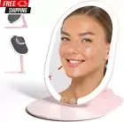 LED Rechargeable Portable Makeup Mirror with 3 Color Light Settings & 10X Magnet