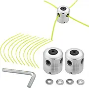 SWAWIS Aluminium Line Head Grass Trimmer Head Thread Spool Nylon Thread Double Thread Head for Brush Cutter Grass Trimmer Brush Cutter (2 Line Head + 10 Threads)