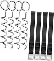 Milisten 1Set Spiral Shaped Dog Stakes Heavy Duty Portable Tent Anchors Durable Garden Stakes for Camping Easy to Install Weather Resistant Includes Spiral Stakes Straps