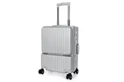Swiss Aluminium Luggage Suitcase Lightweight with TSA locker 8 wheels 360 degree rolling Check In HardCase SN8610B Silver