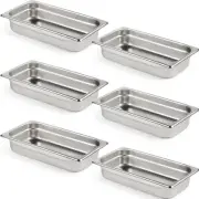 6 Pack Anti-Jam Hotel Pans, 1/3 Size 2 1/2 Inch Deep, NSF Commercial 18/8 Sta...