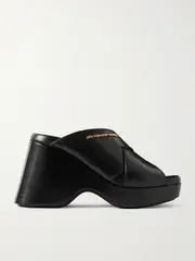 [ALEXANDER WANG] ALEXANDER WANG - Float Embellished Cracked-leather Platform Sandals - Black - IT39 IT 39 Black