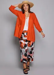 [TS] Taking Shape Spritz Linen Bamboo Crop Pant Size 16 in Print - Plus Size Women's Clothing Print