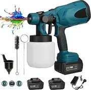 Paint Sprayer, 800W 800ml 30000RPM Cordless Paint Spray Gun with 4 Nozzle Sizes & 2 Battery Paint Sprayer for House Painting for Painting Ceiling Fence Cabinets Walls