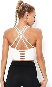 [XolngYYeng] Longline Sports Bra for Women with Removable Padded,Sexy Criss Cross Back Strappy Yoga Bras Workout Tank Tops