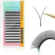 NAGARAKU YY Eyelash Extensions Supplies Y Lash Premade 4D Easy Fan Russian Volume Cluster Faux Mink Matte 12 rows Pre Fanned Wispies Crisscross Eye Lashes(0.05mm C Curl 8-12mm Mix Tray)