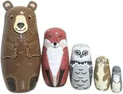 5pcs Bear Ear Nesting Dolls for Christmas Mother& Day Home Decor Wooden Russian Matryoshka Babushka Dolls Home Decor Toys