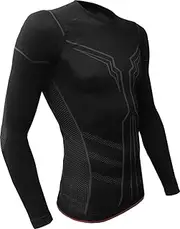 Funkier Merano Thermal Seamless Long Sleeve Base Layer for Men's, Black, Large- X-Large