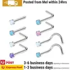4PCS Nose Studs Rings Opalite Surgical Steel Piercing Bone/L/Screw Jewellery