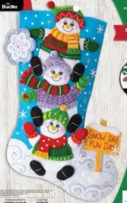 DIY Bucilla Snow Much Fun Snowmen Christmas Felt Stocking Kt