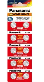 Panasonic LR1130 LR54 AG10 G10A 189 1.5V Alkaline battery Compliant Battery