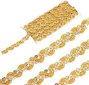 uxcell 5 Yard Sequins Beaded Lace Trim 0.6 Inch Wave Sequin Braid Trim Strip Paillette Ribbon for Crafts, Embellishments, DIY Sewing Costume, Bling Gold