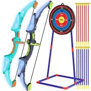 Kids Bow and Arrow Set with LED Flash Lights 14 Suction Cup Arrows Fluorescence