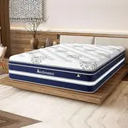 Audreamy Vienna Mattress Natural Breathable Bamboo Fiber Cover Cool Gel Memory Foam 34cm Plush Euro Top Padding 7 Zone Pocket Spring Medium Firm Hybrid Design Reinforced Edge Support (Queen)
