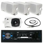PLMRB29B Black Bluetooth Marine USB Receiver, Antenna, 3.5" Marine Box Speakers