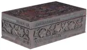 Box MOUNTAIN Lodge Leaves Grapes Leaf Hinged Lid Resin Carved Hand-Cast