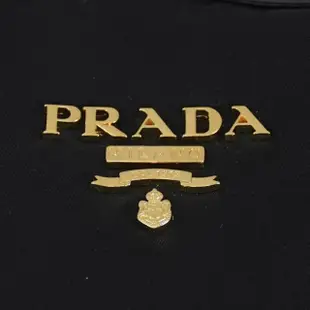 【PRADA 普拉達】新版經典浮雕LOGO厚尼龍肩斜保齡球包兩用包(黑)