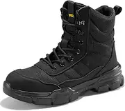 [SPIEZ] Steel Toe Boots for Men Industrial Construction Safety Boots with Side Zipper Puncture-Proof,Lightweight Work Boots Hiking Military Tactical Shoes