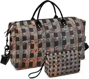 [ZRYSMY] Rusted Iron Pattern Duffel Bag for Traveling, Travel Bag Gym Bag, with Multiple Interior Pockets Shoulder Weekender Bag for Women Men with Toiletry Bag 20.5L x 1.9W x 13.8H, Multi-Colored, one