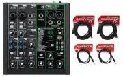 Mackie ProFX6v3 6-Channel Pro Effects Mixer w/USB ProFX6 v3+XLR+1/4" Cables