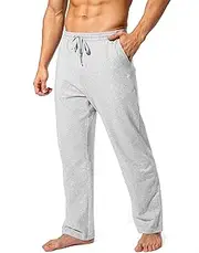 [Pudolla] Men's Cotton Yoga Sweatpants Athletic Lounge Pants Open Bottom Casual Jersey Pants for Men with Pockets